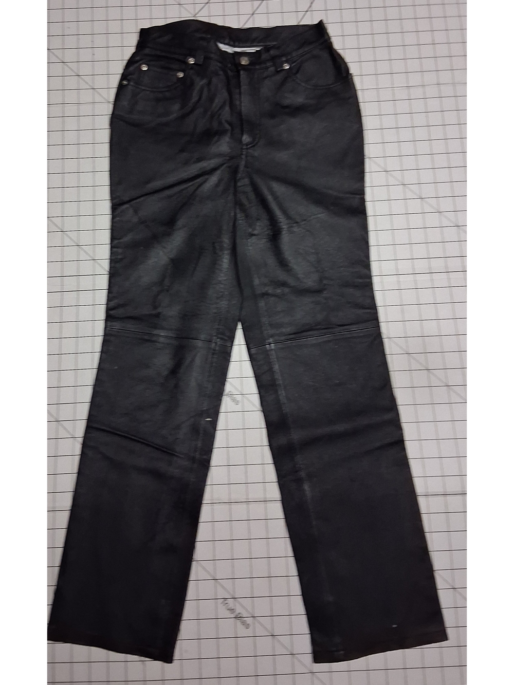 Newport News Black Leather- Straight-Leg Pants